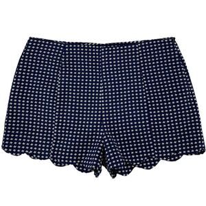 Ark & Co Women's Navy Print Scallop Hem Summer Lined Shorts Size Large New